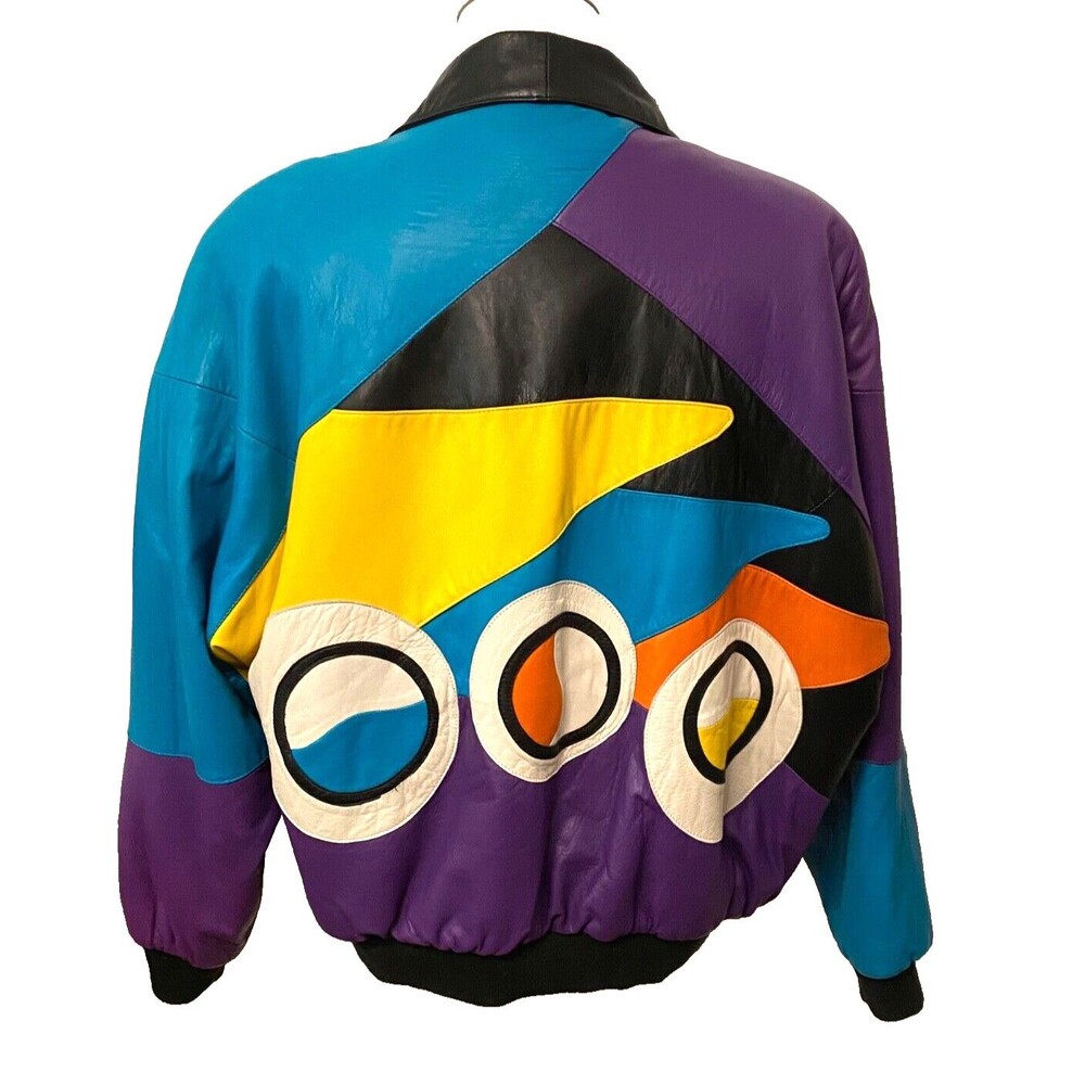 Vtg TONIO COLLEZIONE Leather Bomber Jacket XXL PATCHWORK Silk Lined Retro 90's